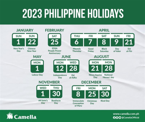 2023 Philippine Holidays Camella House And Lot  496x420 