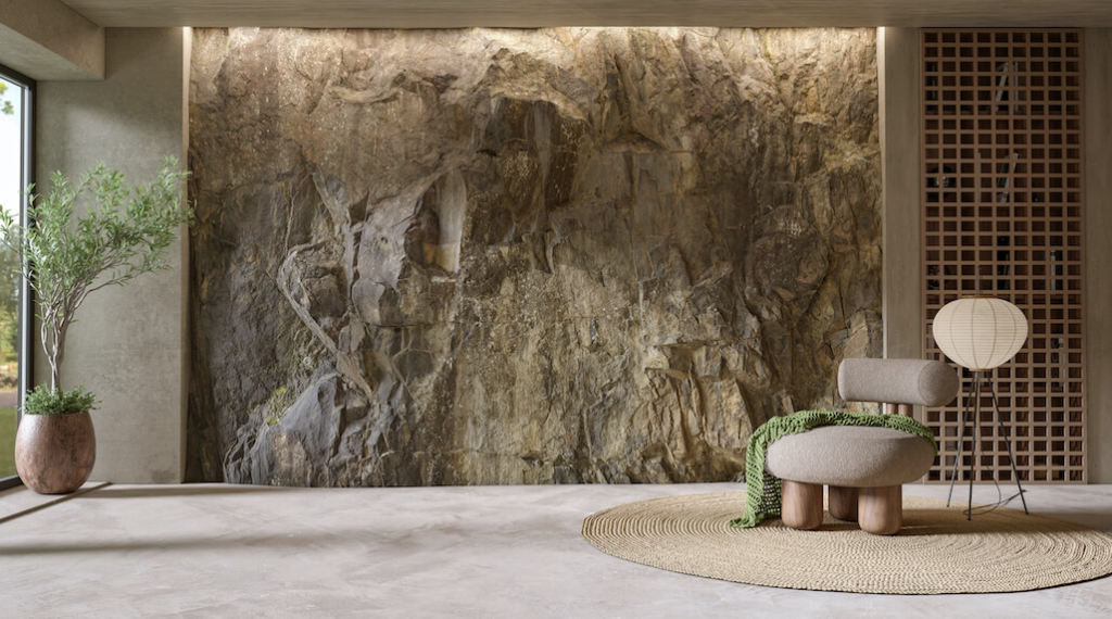 Natural Mountain Rock Wall Modern Living Room Interior 3d Render1 1024x570 